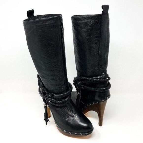 Dolce Vita Shoes - NWT Dolce Vita Henrietta Tall Black Leather Platform High Heel Boots - Size 7